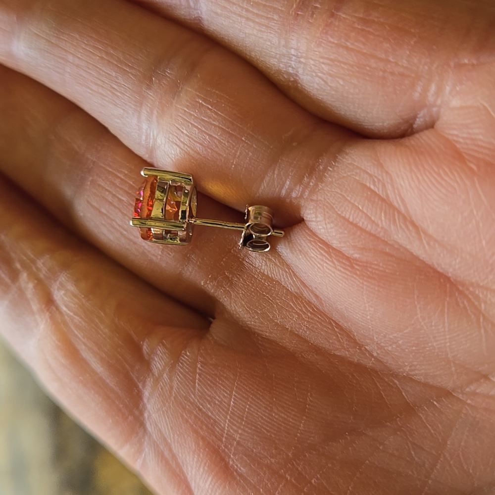 Rainbow Topaz Sterling Silver Studs - Picture 7 of 8